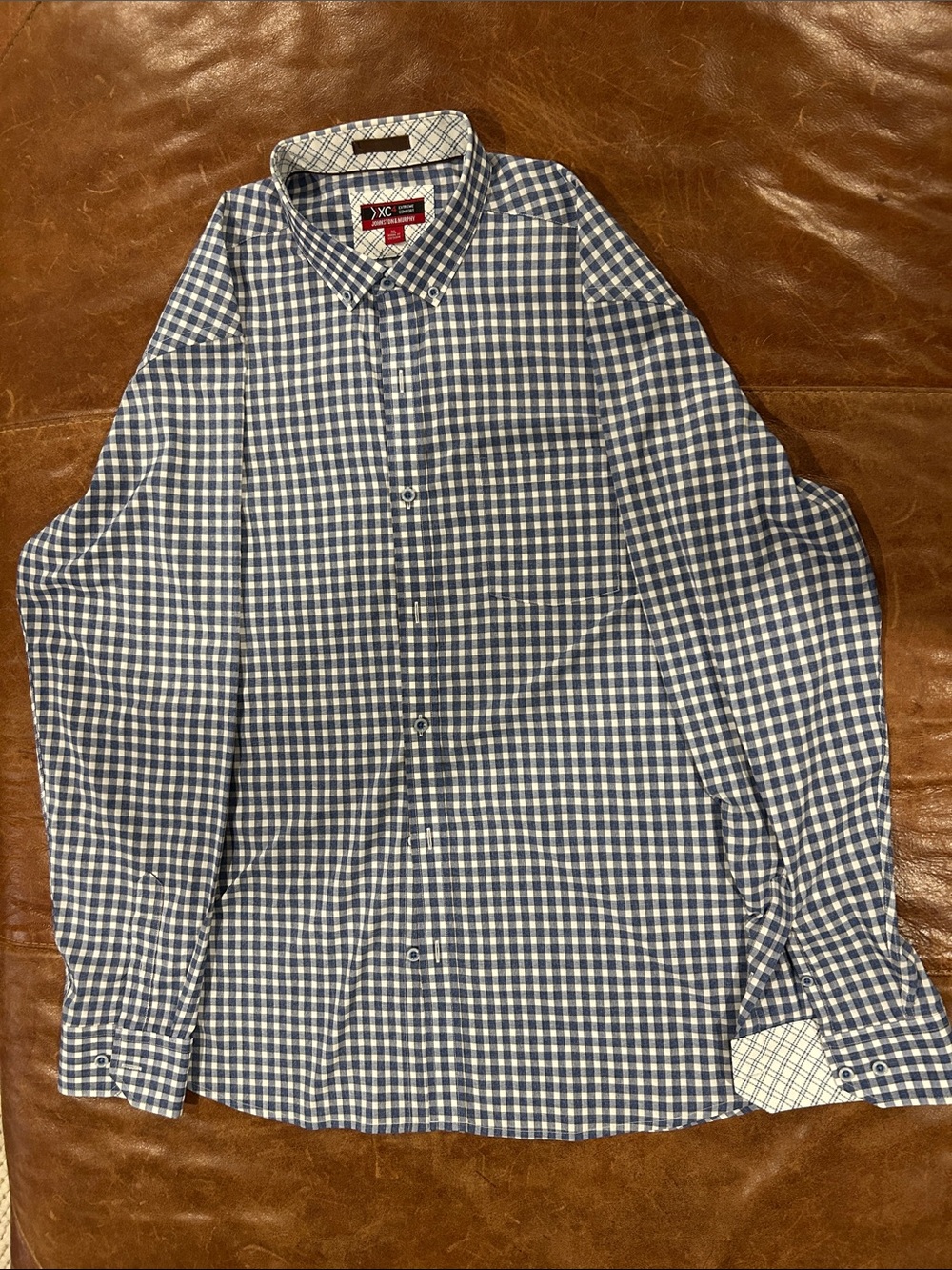 Johnston & Murphy Blue and White Gingham Button-Down Shirt